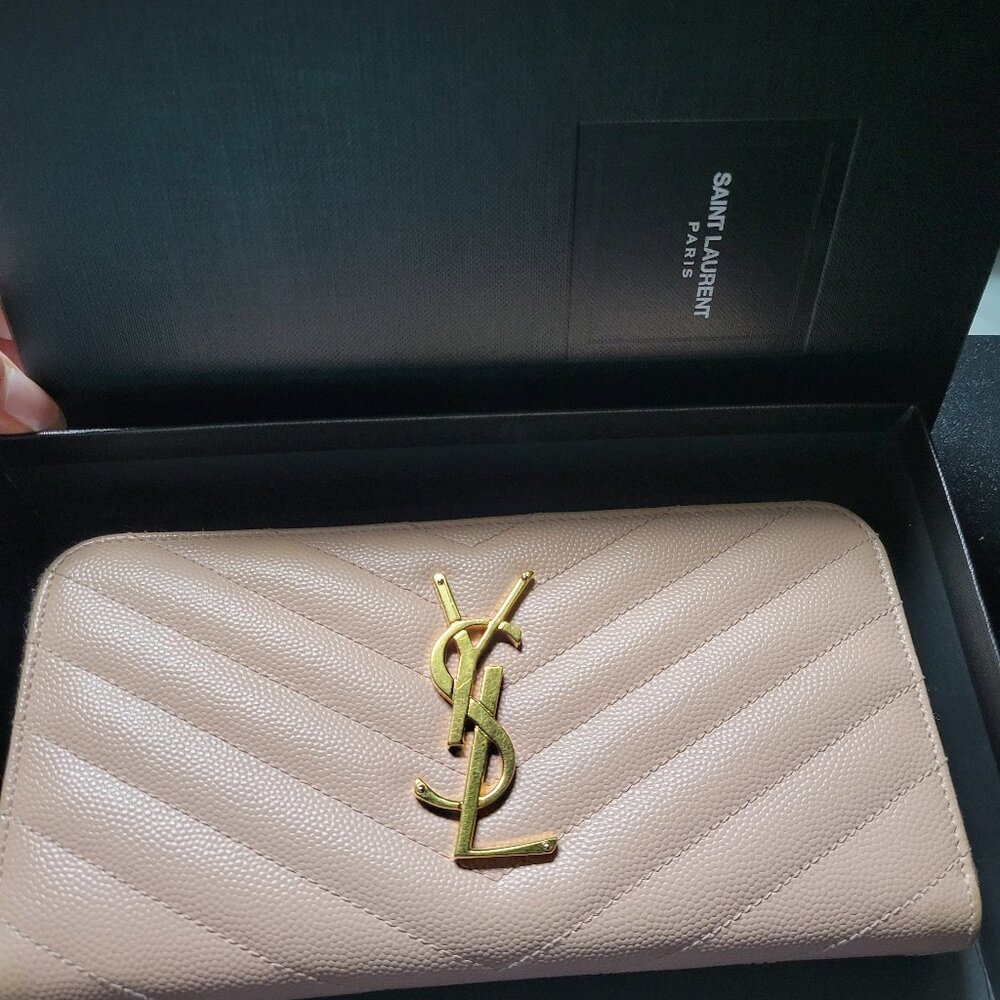 YSL Zip Wallet blush